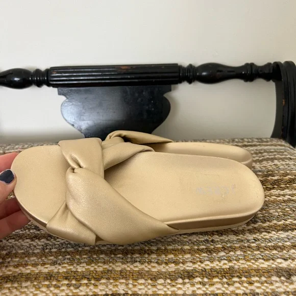 J Crew Women's Gold Knotted Slide Sandals - Picture 3 of 4